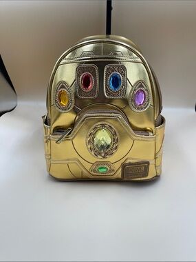 Loungefly Marvel Gold Mini Backpack with Multicolor Gem Accents Avengers NWT